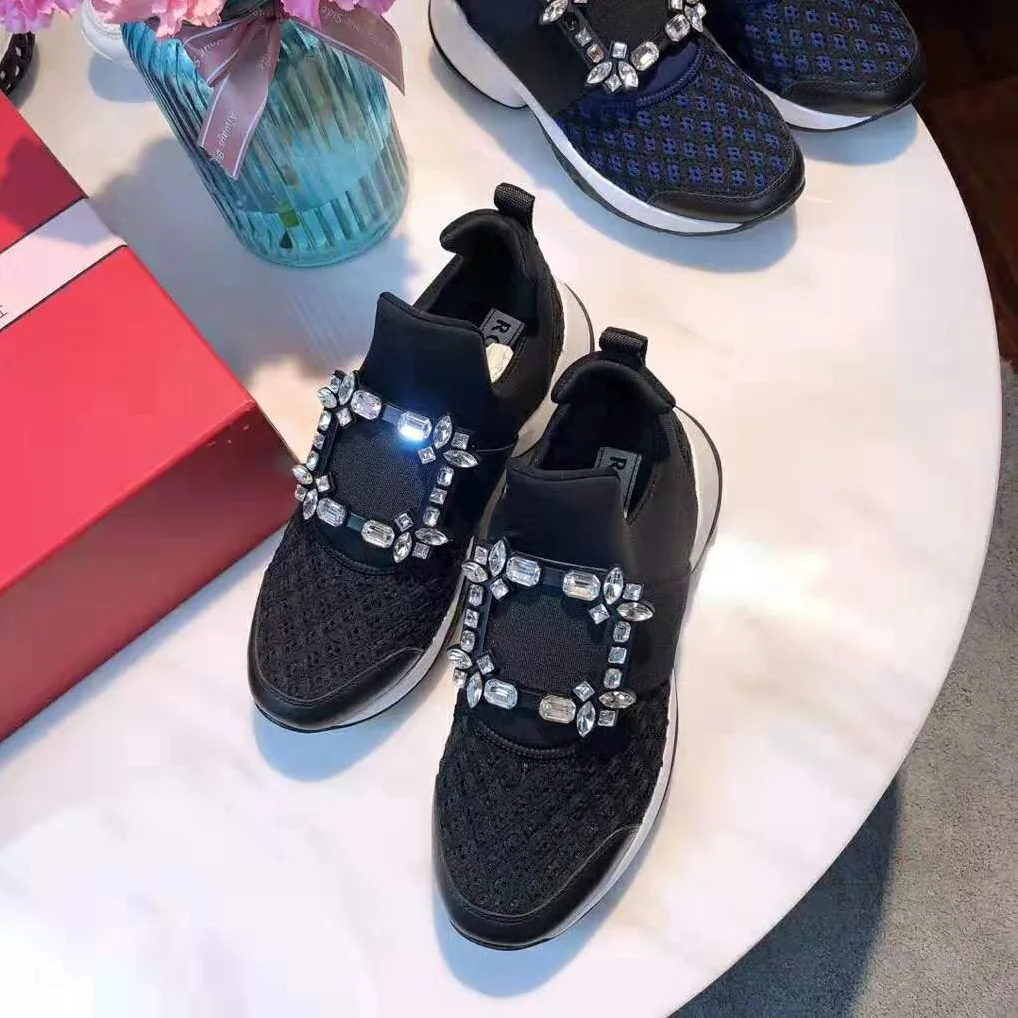 Roger Vivier Viv' Run Strass Buckle Sneakers for Women in Black Roger Vivier Viv' Run Strass Buckle Sneakers for Women in Black