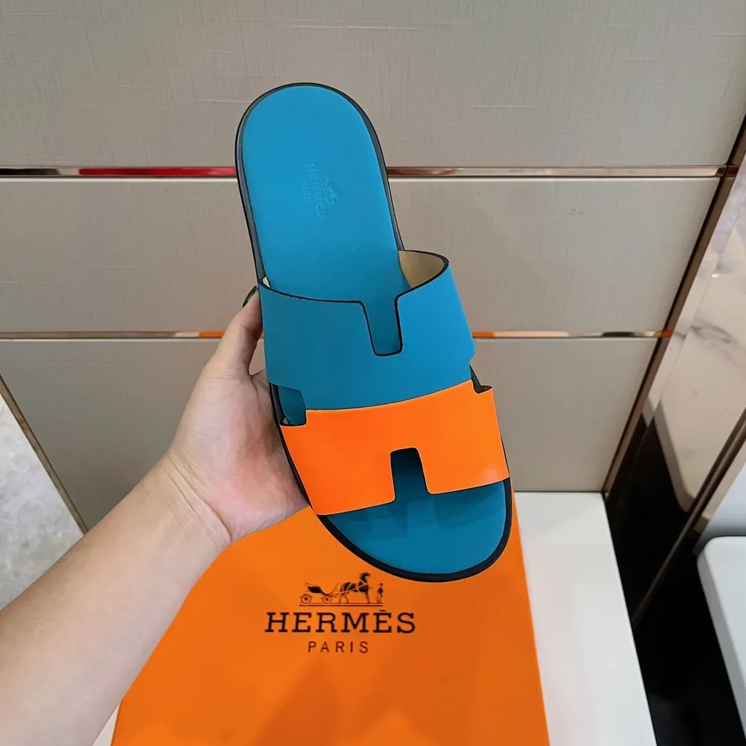 Hermes Izmir Sandals Blue in Orange Hermes Izmir Sandals Blue in Orange