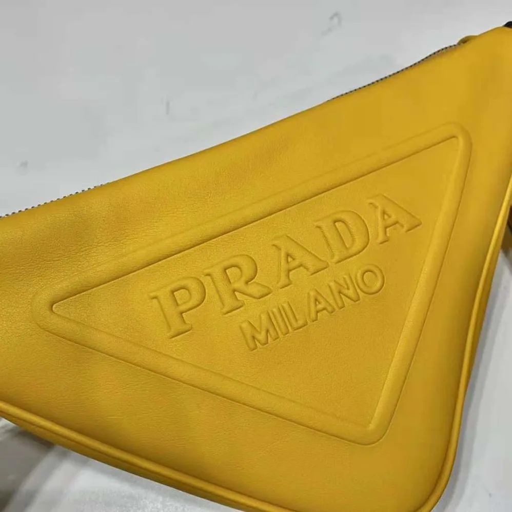 Prada Leather Triangle Leather Pouch for Women in Yellow