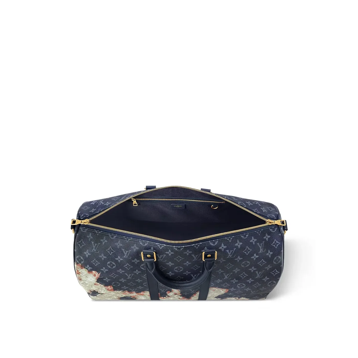 Louis Vuitton Keepall Bandouliere 50 Travel Bag in Ink Blue Gold Hardware