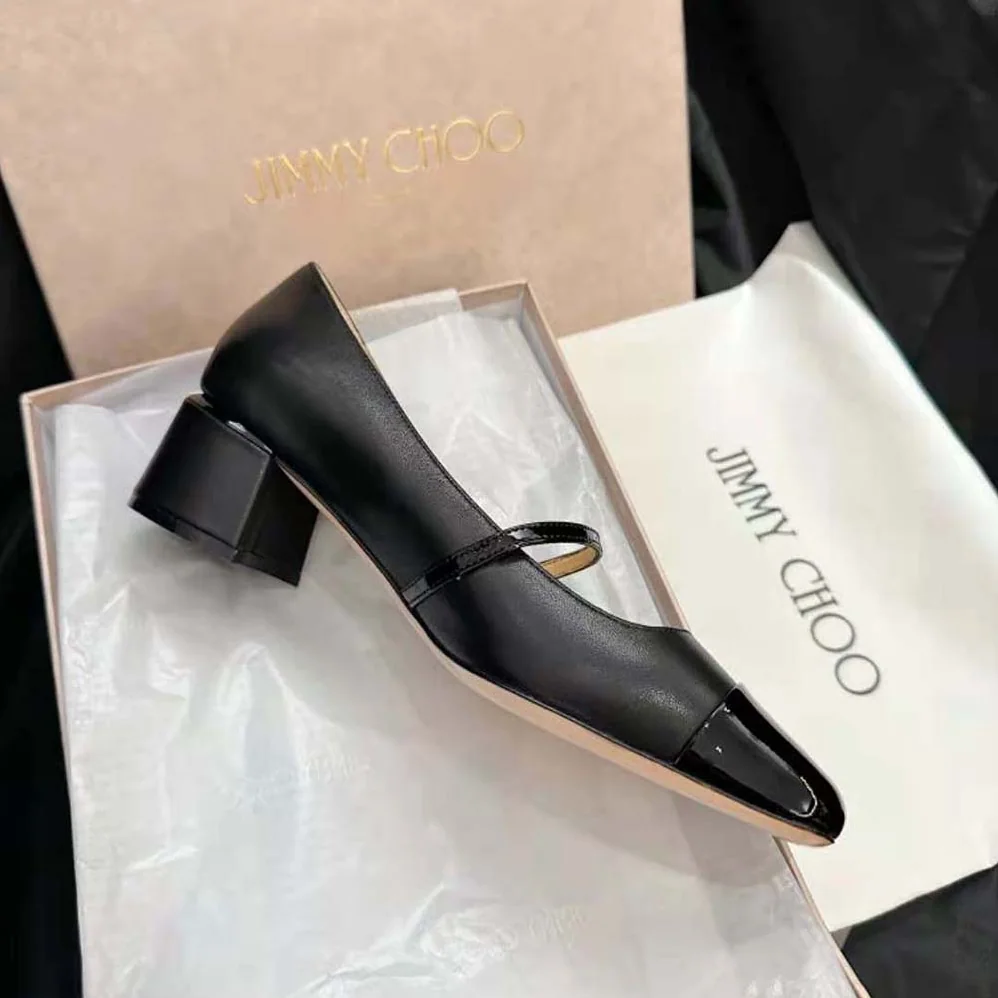 Jimmy Choo Elisa 45 Black Nappa and Patent Leather Pumps for Women Jimmy Choo Elisa 45 Black Nappa and Patent Leather Pumps for Women