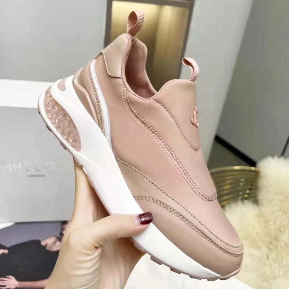 Jimmy Choo Memphis/F Ballet Pink Mix Neoprene and Leather Low Top Trainers for Women