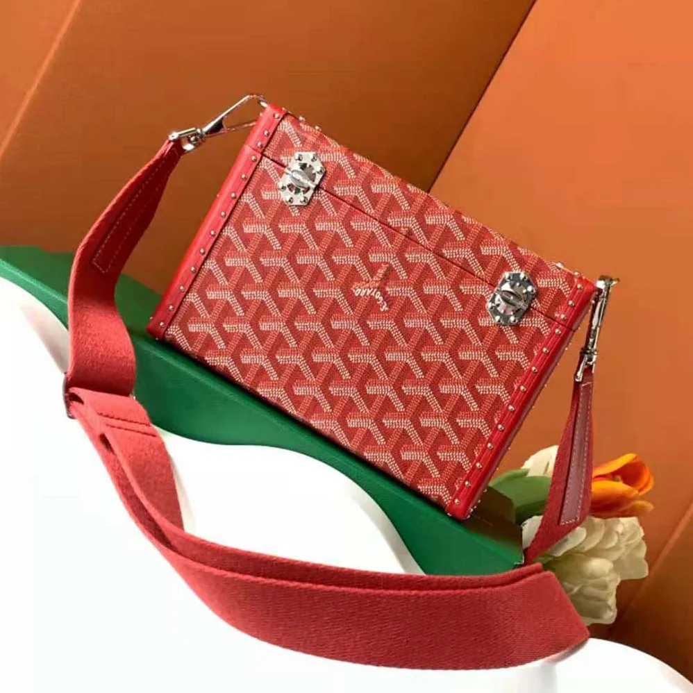 Goyard Cassette Trunk Bag in Goyardine Canvas & Clamecy Cowhide for Women in Red