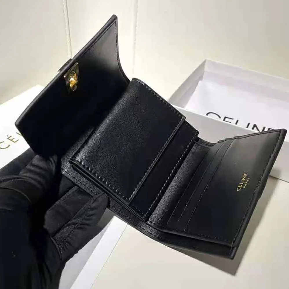Celine Small Wallet 16 in Shiny Calfskin for Women in Black Celine Small Wallet 16 in Shiny Calfskin for Women in Black