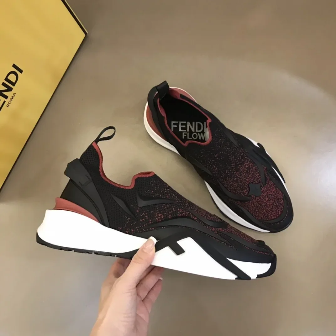 FD Fendi Flow Running Sneakers Black And Red