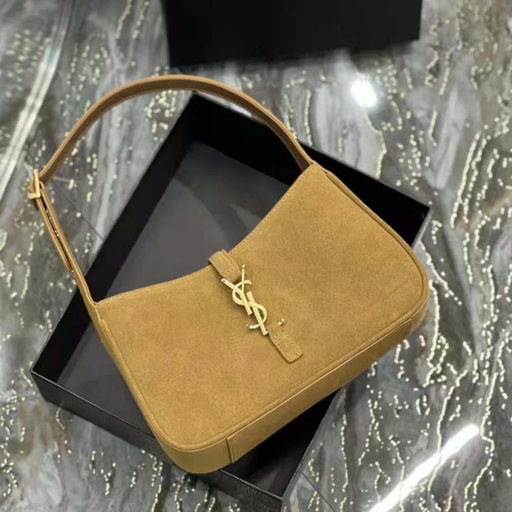 Saint Laurent YSL Le 5 A 7 Hobo Bag in Suede for Women in Brown Saint Laurent YSL Le 5 A 7 Hobo Bag in Suede for Women in Brown