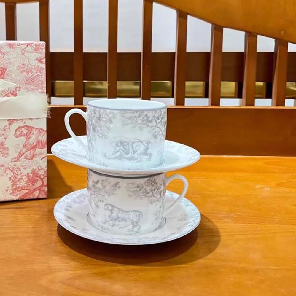 Dior Teacup Saucer Gray Toile De Jouy for Unisex Dior Teacup Saucer Gray Toile De Jouy for Unisex