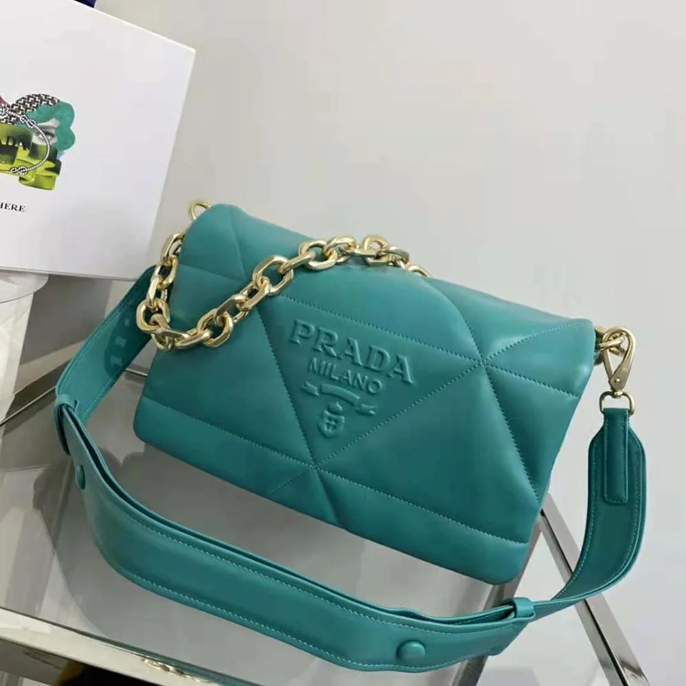 Prada Padded Nappa Leather Shoulder Bag for Women in Lime