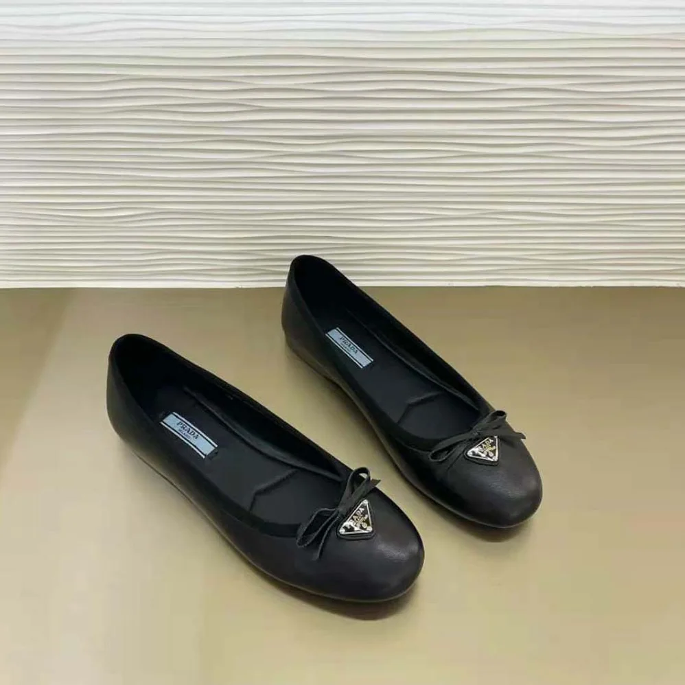 Prada Nappa Leather Ballerinas for Women in Black