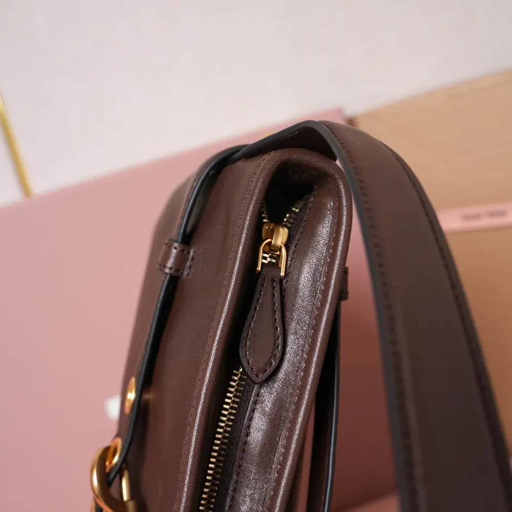 Miu Miu Aventure Nappa Leather Bag for Women in Briarwood Miu Miu Aventure Nappa Leather Bag for Women in Briarwood