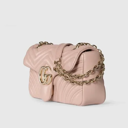 Gucci Marmont Medium Shoulder Bag / Pink Beige Light Gold Hardware Gucci Marmont Medium Shoulder Bag / Pink Beige Light Gold Hardware