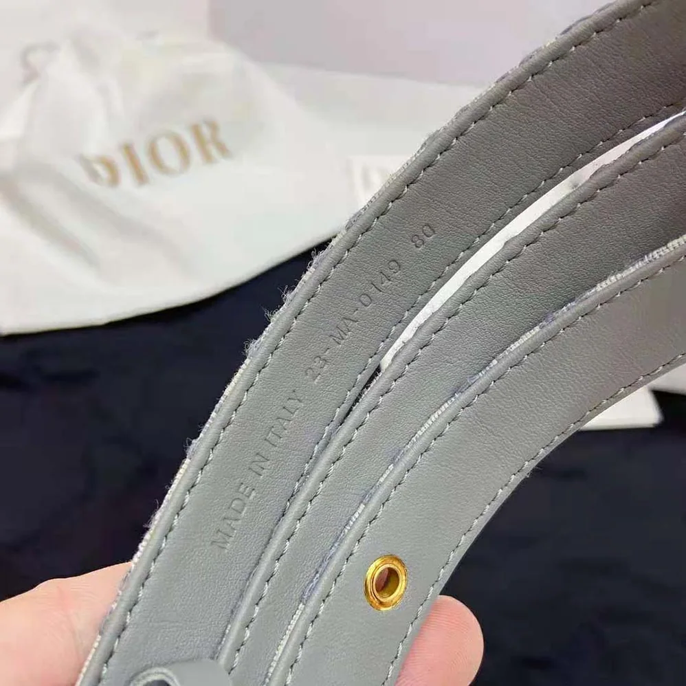 Dior Saddle Belt Gray Dior Oblique Jacquard 20 MM for Women Dior Saddle Belt Gray Dior Oblique Jacquard 20 MM for Women