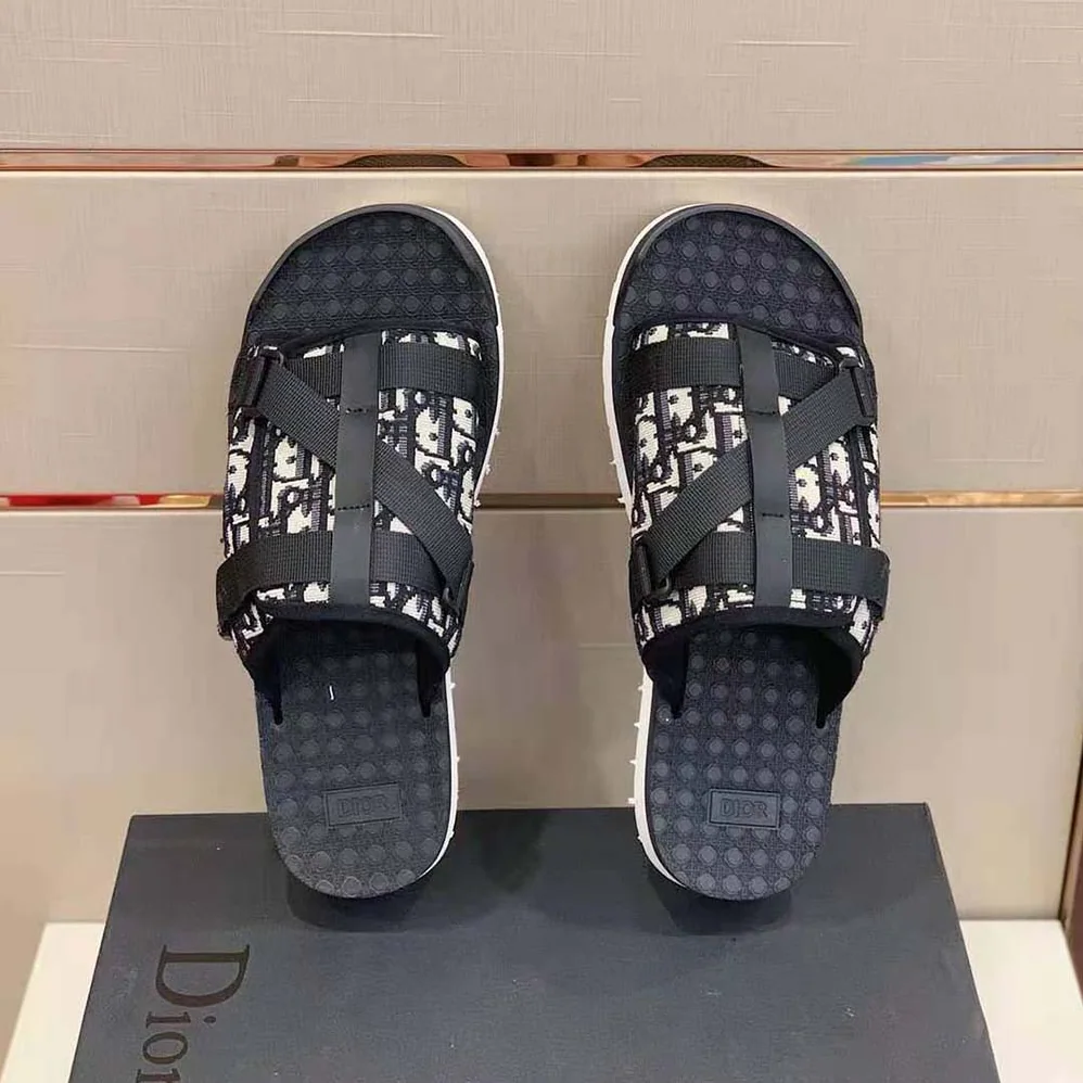 Dior Alpha Sandal Beige and Black Dior Oblique Jacquard for Men