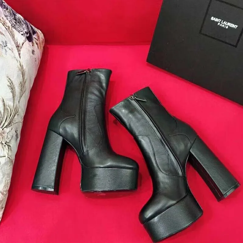Saint Laurent YSL Shoes Billy Platform Bootie in Leather 13cm Heel for Women in Black Saint Laurent YSL Shoes Billy Platform Bootie in Leather 13cm Heel for Women in Black