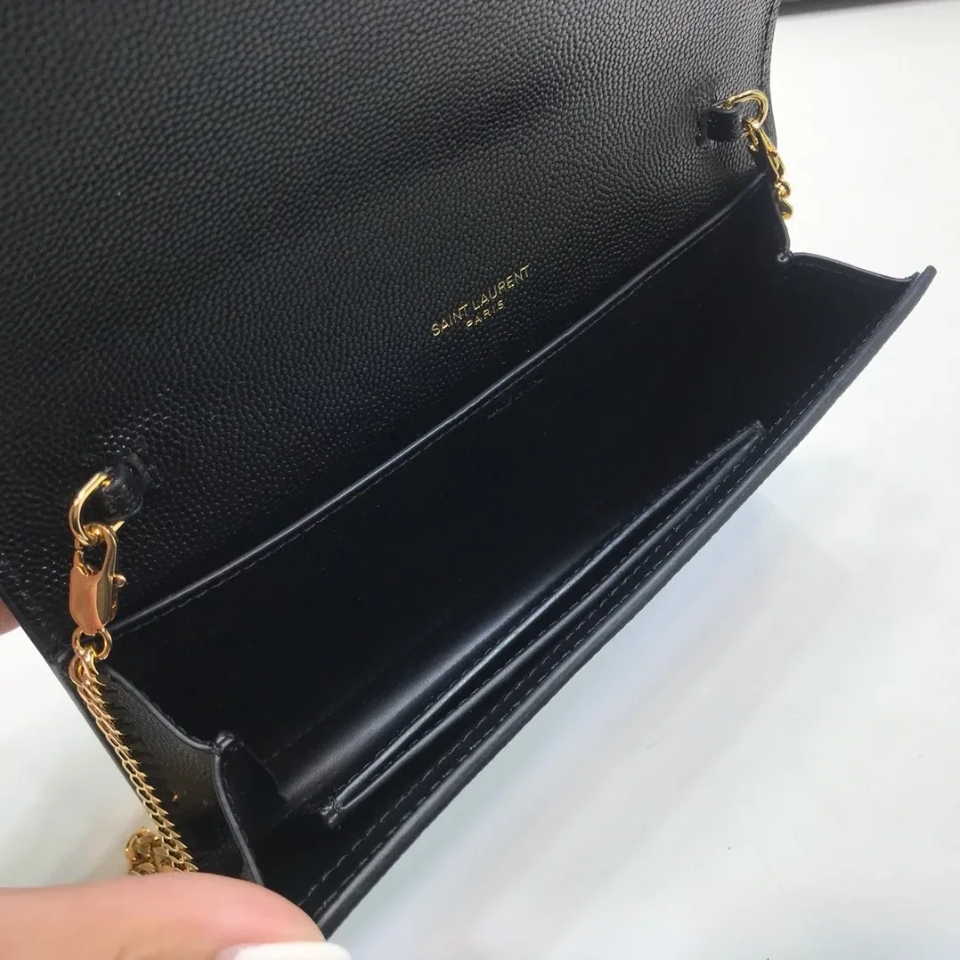 Saint Laurent Uptown Chain Wallet Black in YSL Saint Laurent Uptown Chain Wallet Black in YSL