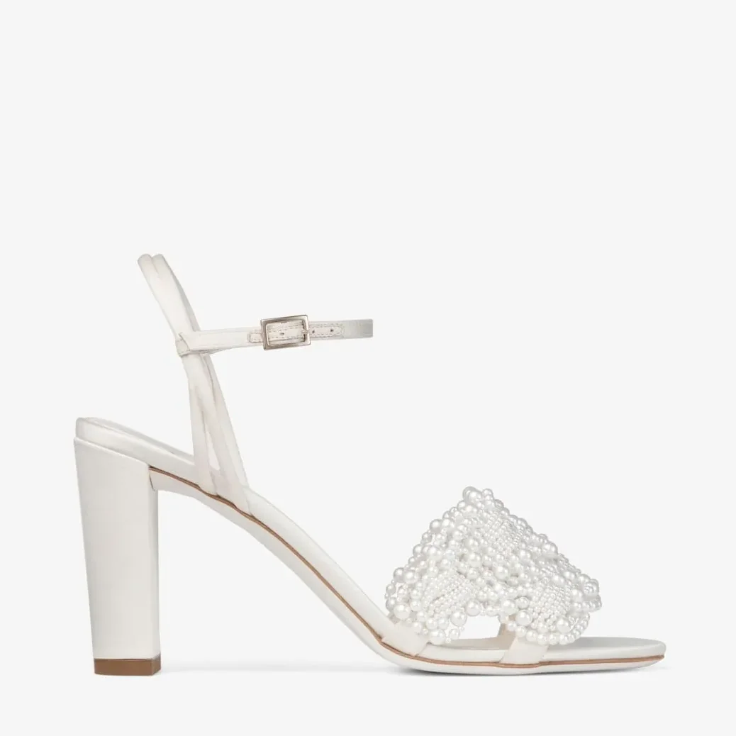 Jimmy Choo Cary 85 Block Heel Sandal Ivory/White CARY85OBD Jimmy Choo Cary 85 Block Heel Sandal Ivory/White CARY85OBD