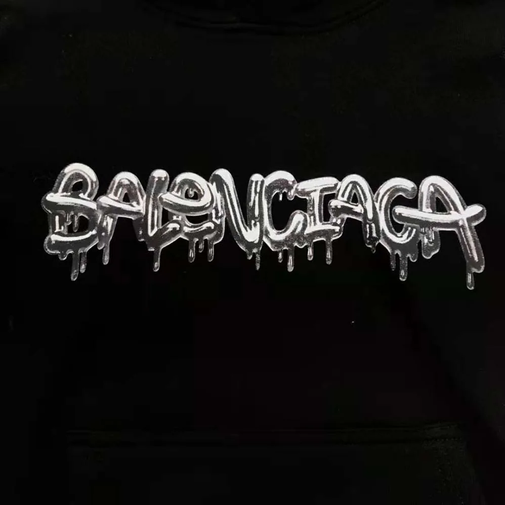 Balenciaga Hoodie Wide Fit in Black Heavy Fleece for Men Balenciaga Hoodie Wide Fit in Black Heavy Fleece for Men