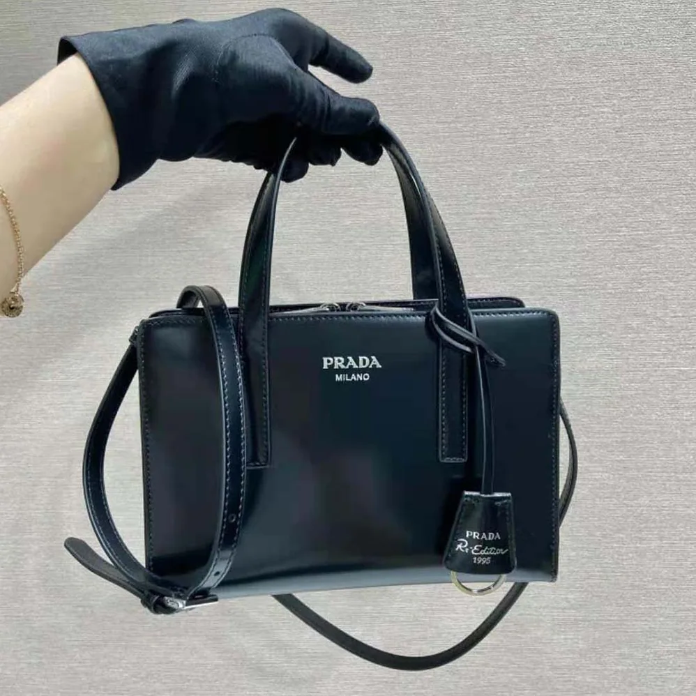 Prada Re-Edition 1995 Brushed-Leather Mini Handbag for Women in Black