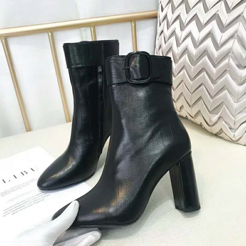 Saint Laurent YSL Shoes Joplin Buckle Bootie in Eel 10.5cm Heel for Women in Black Saint Laurent YSL Shoes Joplin Buckle Bootie in Eel 10.5cm Heel for Women in Black