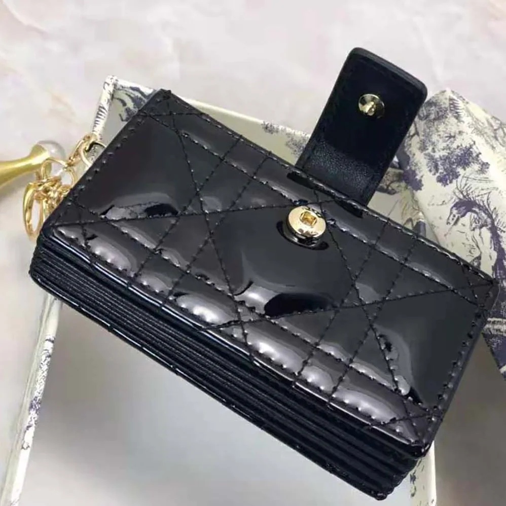 Dior Lady Dior 5-Gusset Card Holder Black Patent Cannage Calfskin for Women Dior Lady Dior 5-Gusset Card Holder Black Patent Cannage Calfskin for Women