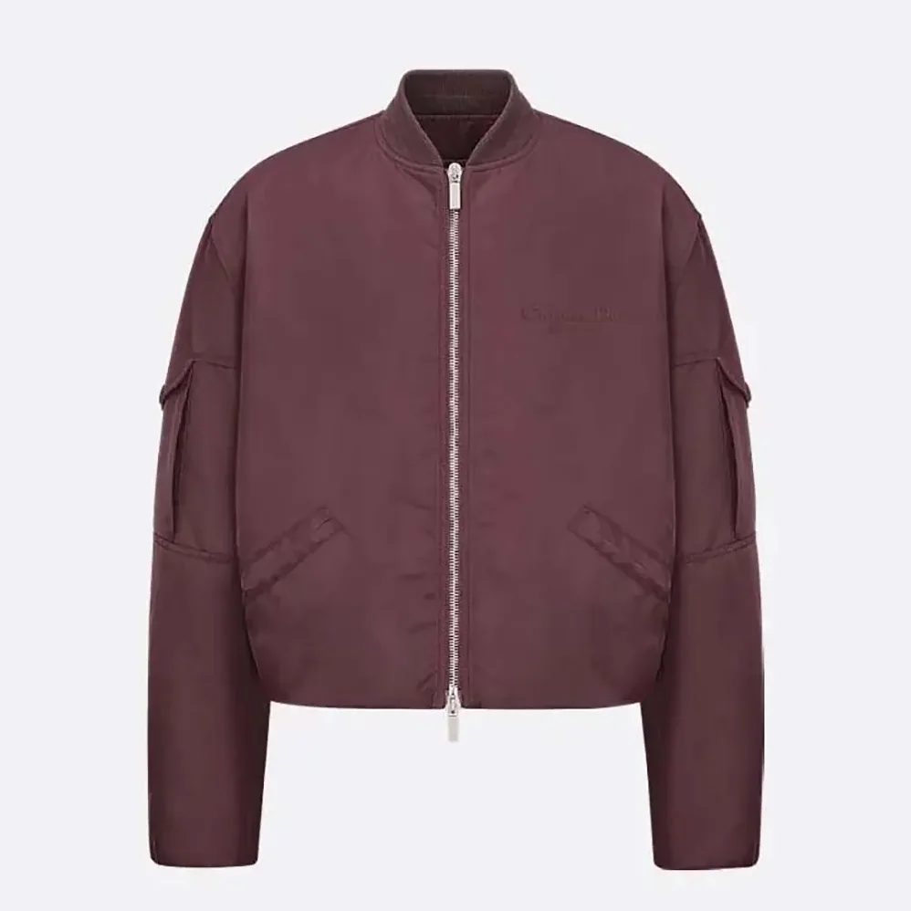 Dior Christian Dior Couture Bomber Jacket Burgundy Technical Fabric for Women Dior Christian Dior Couture Bomber Jacket Burgundy Technical Fabric for Women