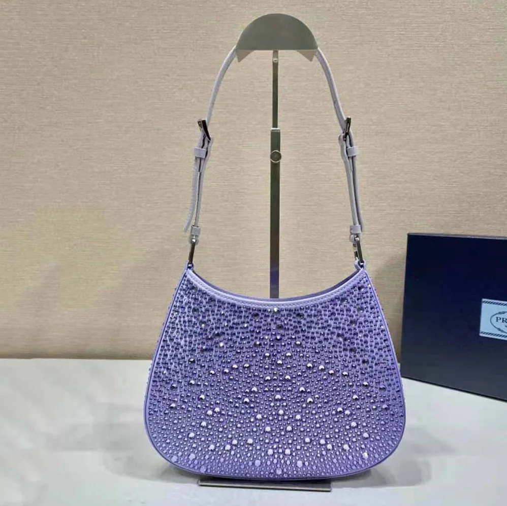 Prada Cleo Satin Bag with Appliques for Women in Purple