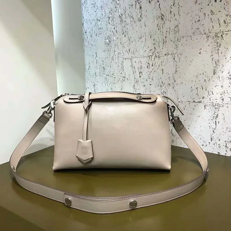 Fendi Large By the Way Boston Bag in Beige Leather for Women Fendi Large By the Way Boston Bag in Beige Leather for Women