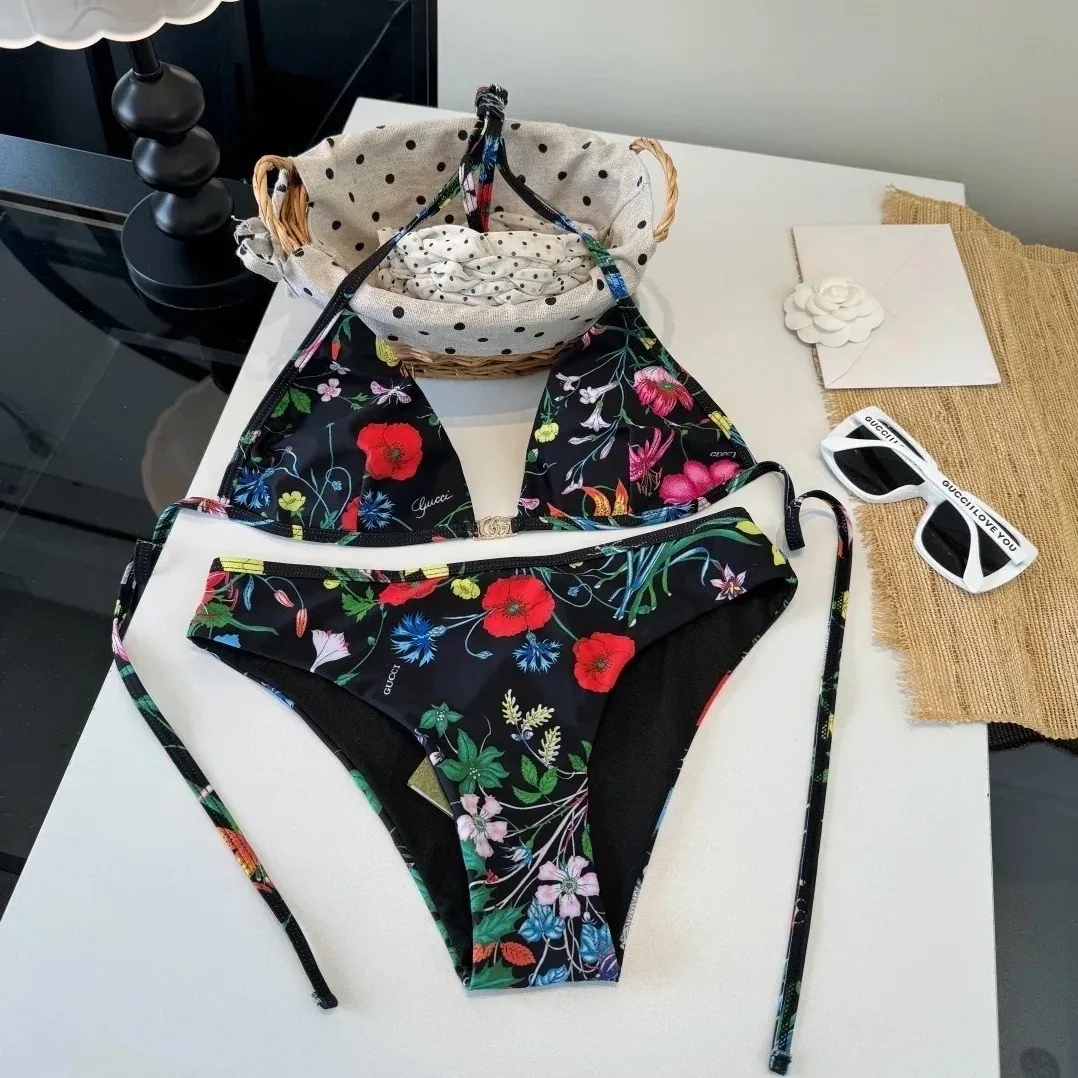 Gucci Flora Print Triangle Bikini Multicolor Gucci Flora Print Triangle Bikini Multicolor