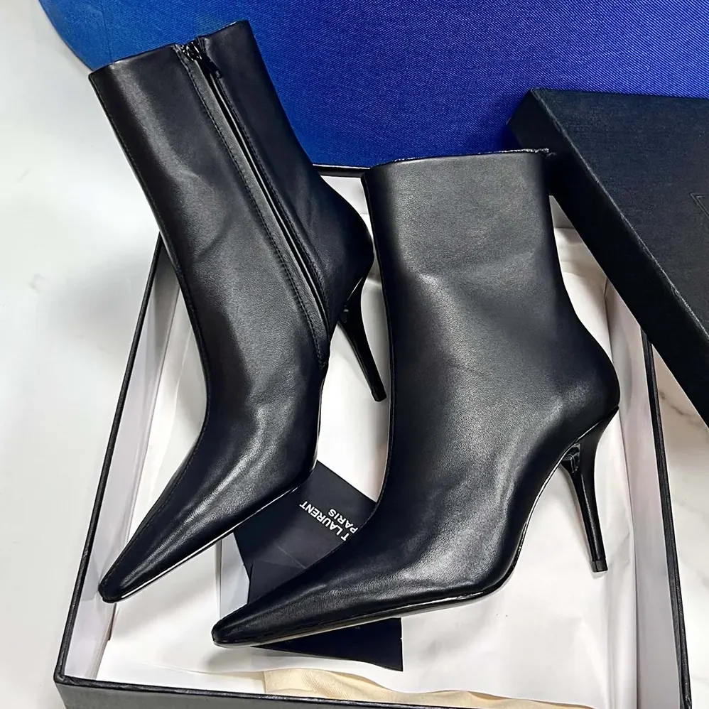 Saint Laurent YSL Ashley Booties In Smooth Leather Black for Women Saint Laurent YSL Ashley Booties In Smooth Leather Black for Women