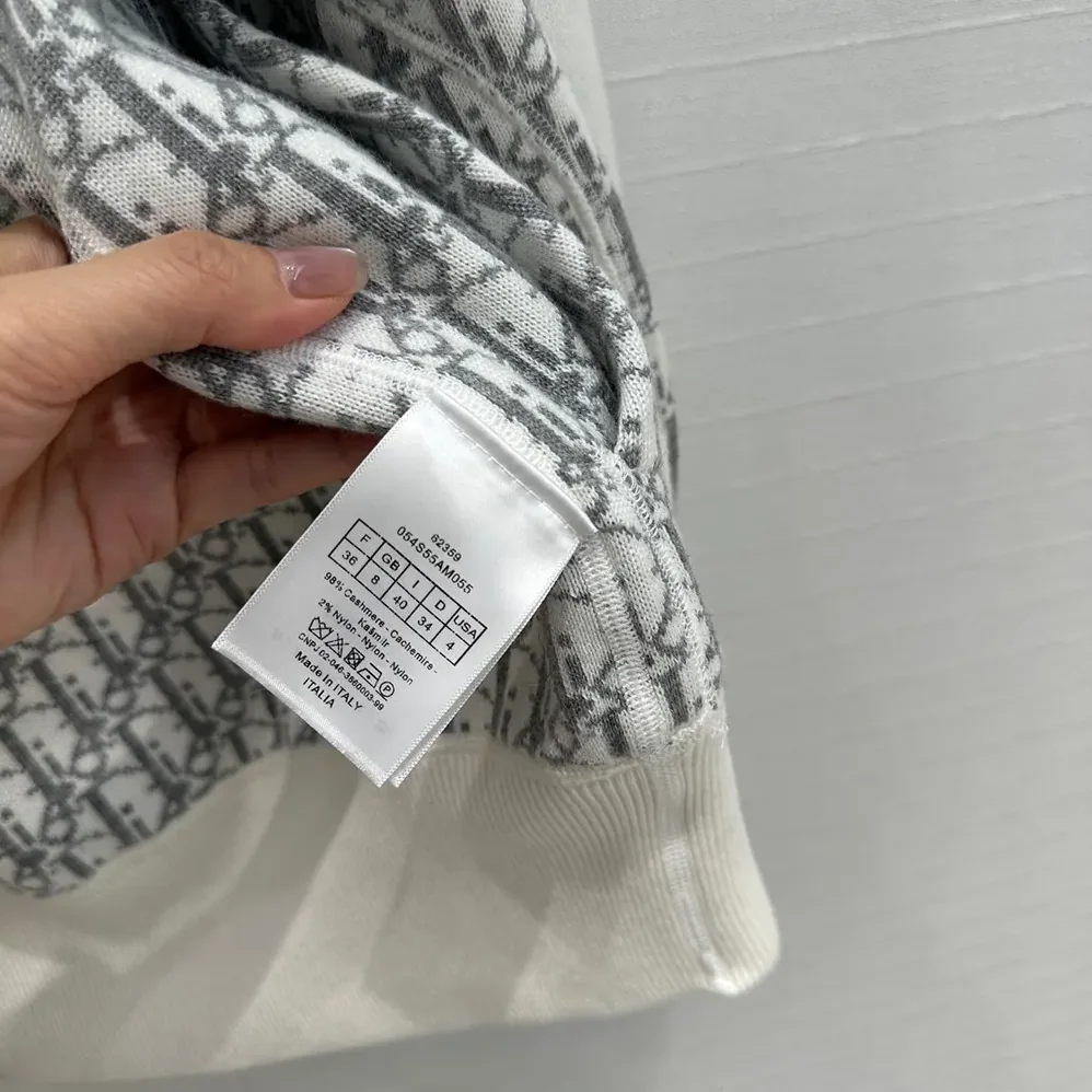 Dior Hooded Track Jacket White Cotton Knit and Cashmere for Men