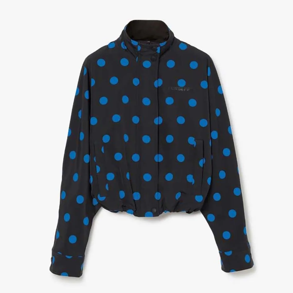 Burberry Polka Dot Nylon Jacquard Funnel Neck Jacket for Women Burberry Polka Dot Nylon Jacquard Funnel Neck Jacket for Women