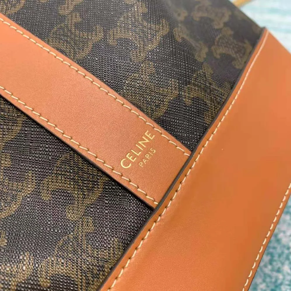 Celine Medium Bucket in Triomphe Canvas for Women in Brown Celine Medium Bucket in Triomphe Canvas for Women in Brown