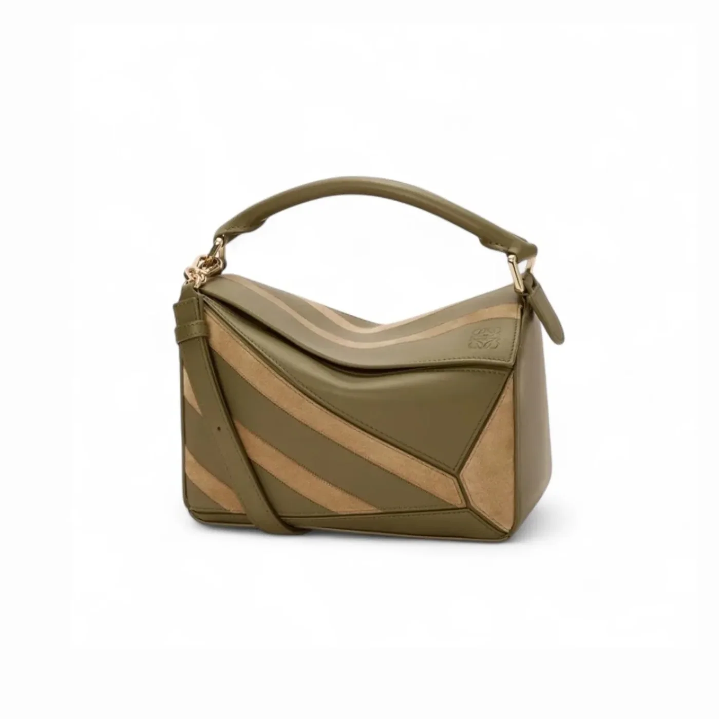 Loewe Small Puzzle Bag Olive Suede / A510S21XCE Loewe Small Puzzle Bag Olive Suede / A510S21XCE