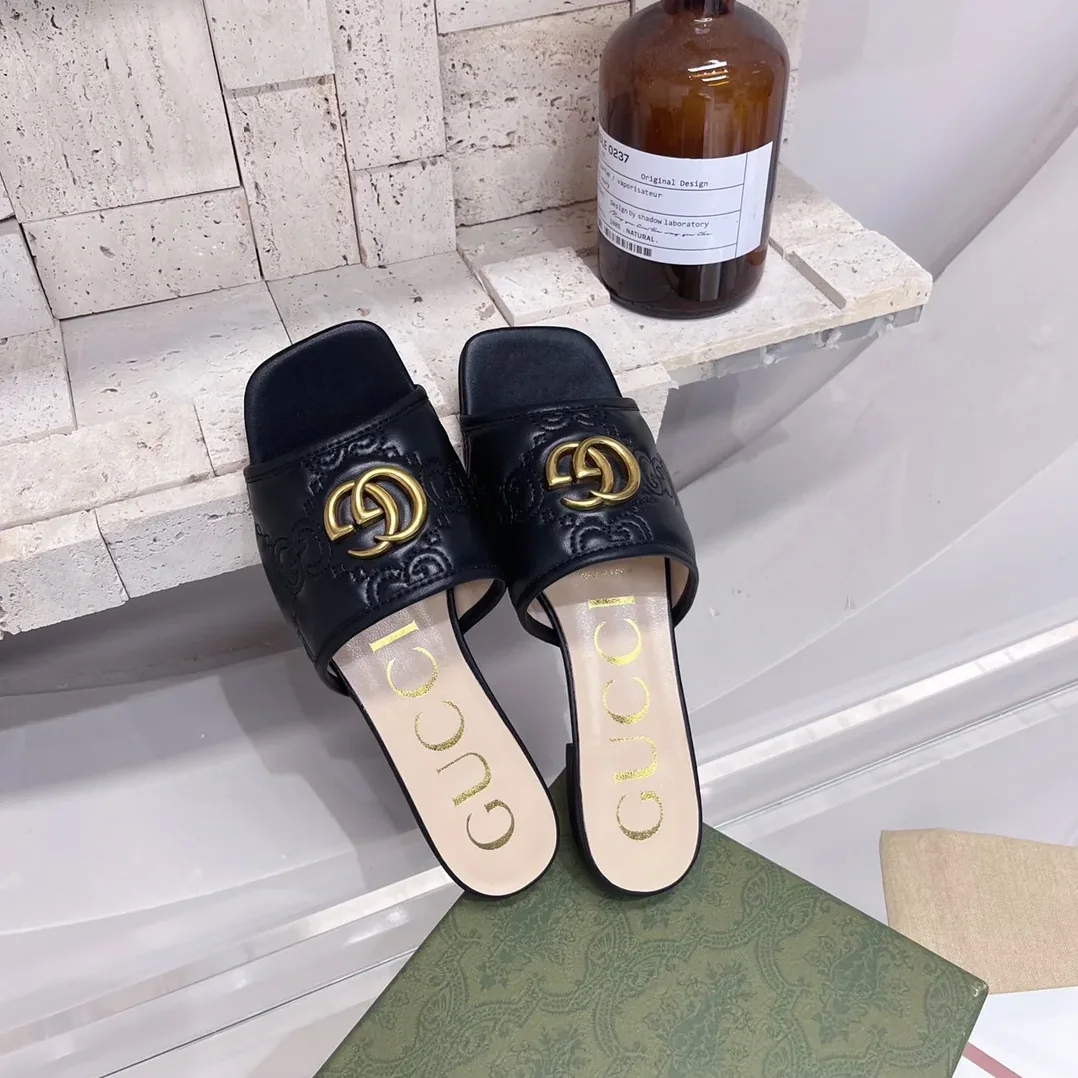 Gucci Slide Sandal With Double G Black for Women