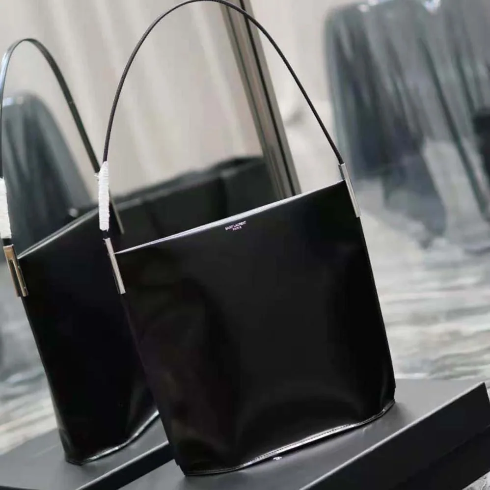 Saint Laurent YSL Suzanne Rigid Shoulder Bag in Shiny Leather for Women