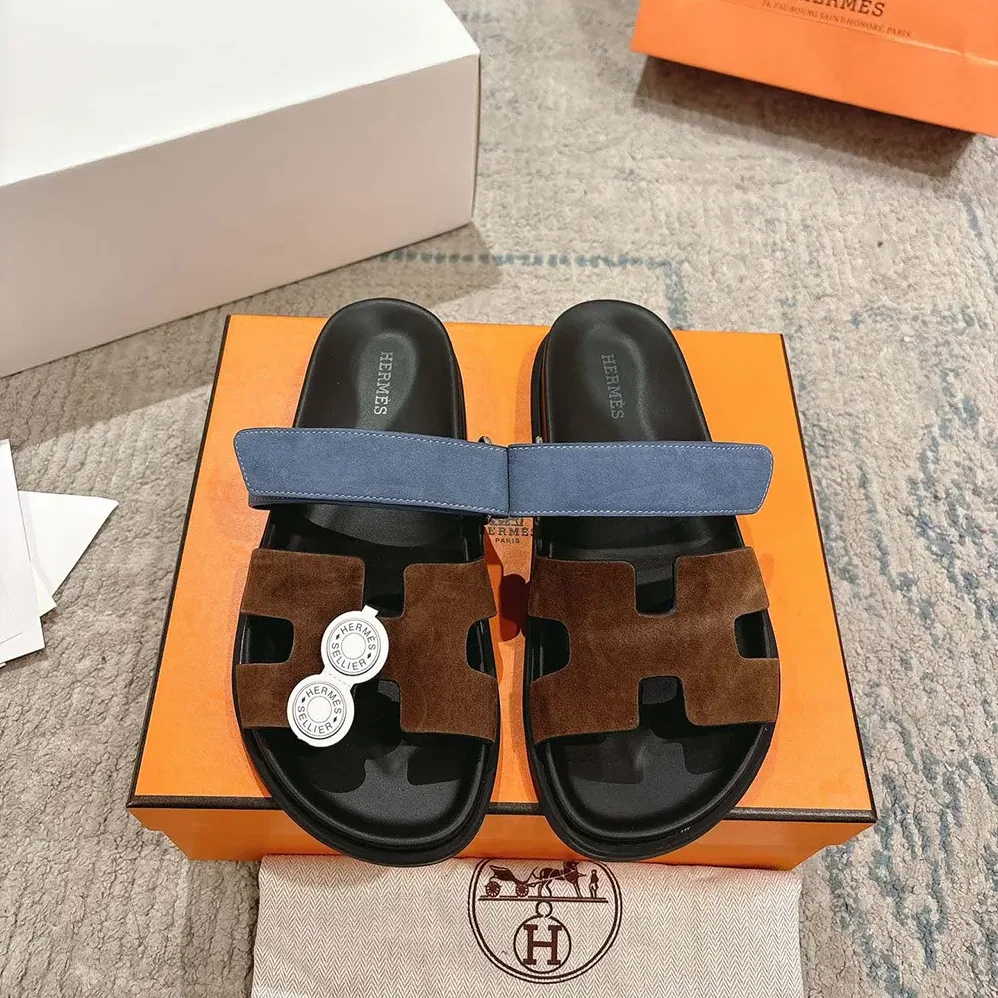 Hermes Chypre Sandal for Unisex in Blue/Brown