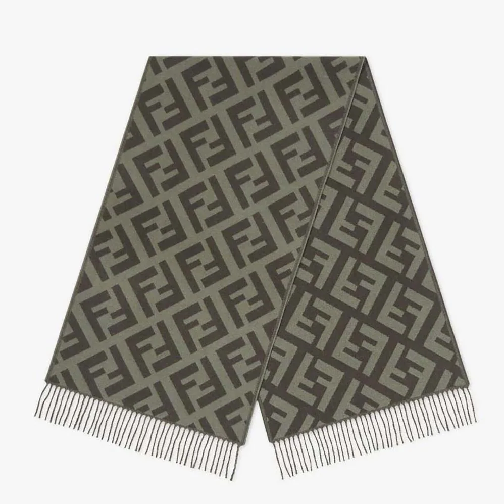Fendi FF Scarf Green Cashmere Scarf for Women Fendi FF Scarf Green Cashmere Scarf for Women