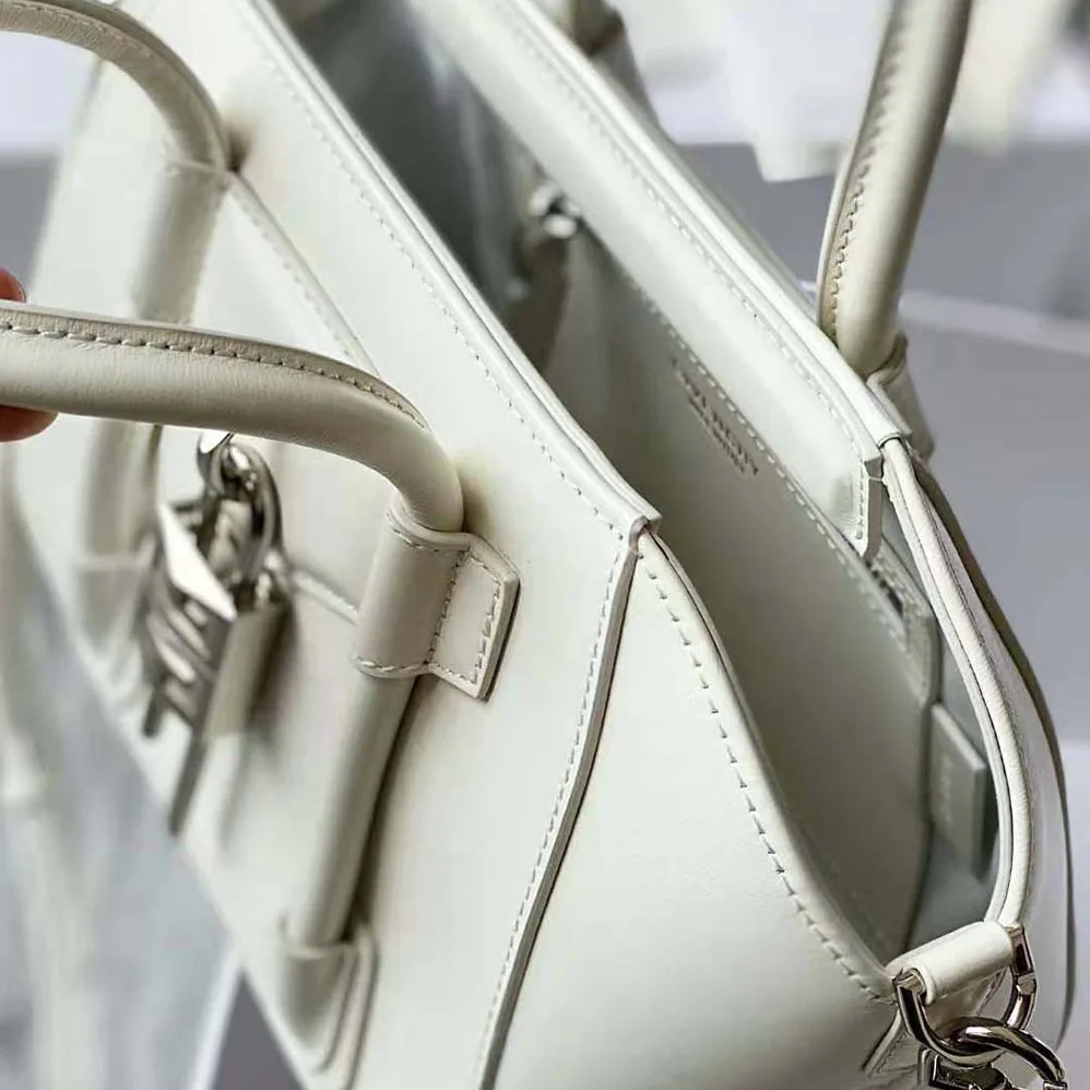 Givenchy Mini Antigona Lock Bag in Box Leather for Women in White Givenchy Mini Antigona Lock Bag in Box Leather for Women in White