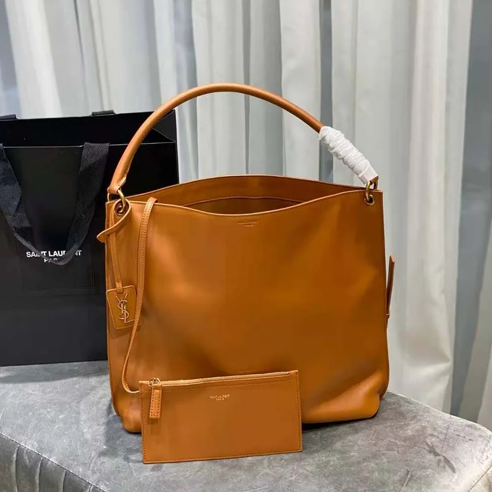 Saint Laurent YSL Tag Hobo Bag in Smooth Saddle Leather for Women