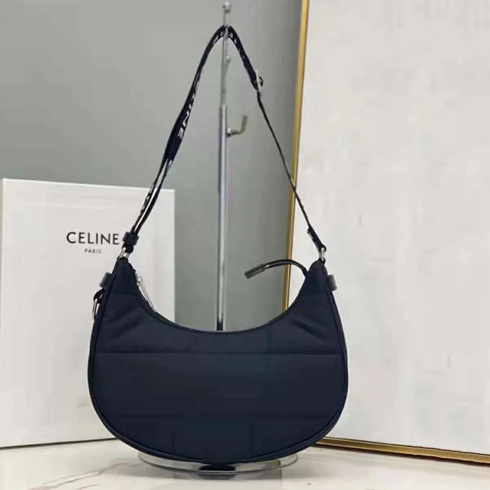 Celine Medium Ava Bag with Celine Strap in Quilted Nylon for Women in Black Celine Medium Ava Bag with Celine Strap in Quilted Nylon for Women in Black
