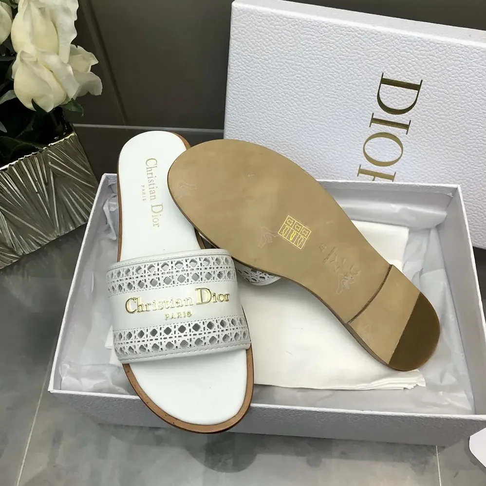 Dior White Calfskin with Openwork Microcannage Motif for Women