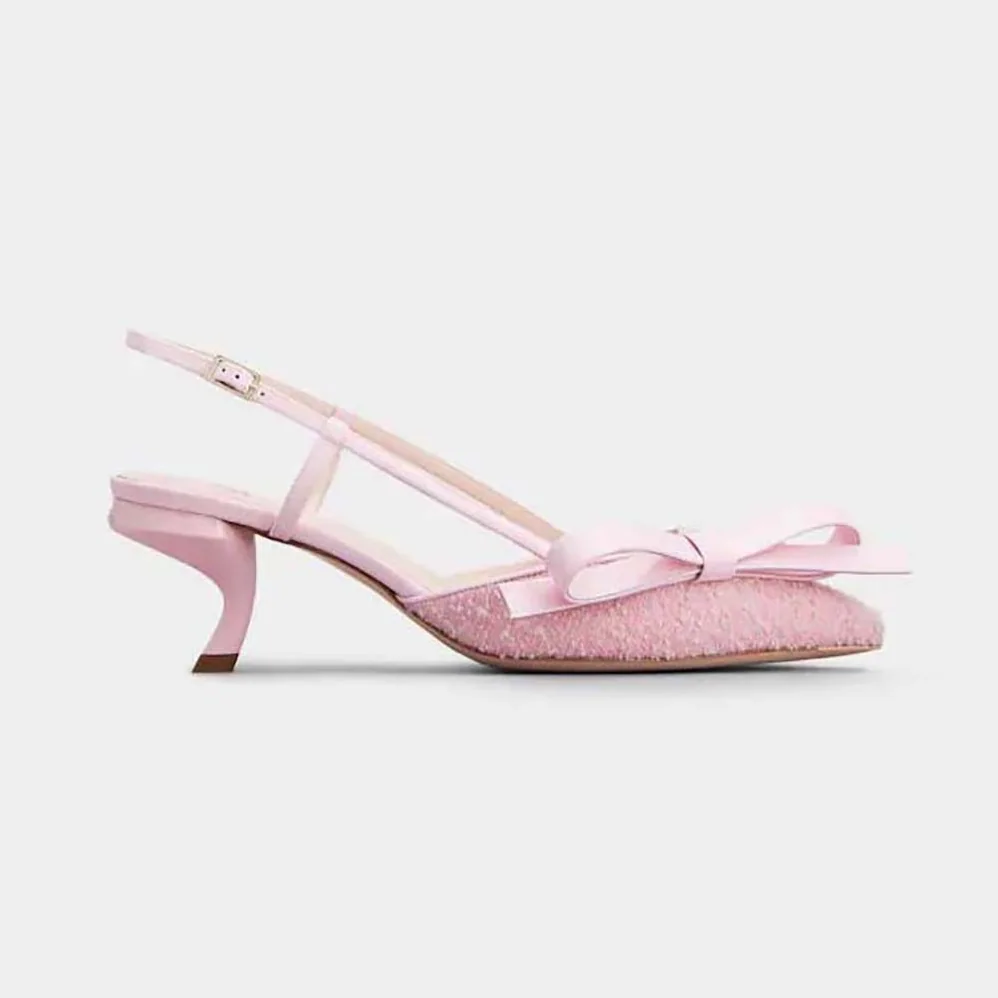 Roger Vivier Virgule Bow Slingback Pumps in Fabric for Women in Pink