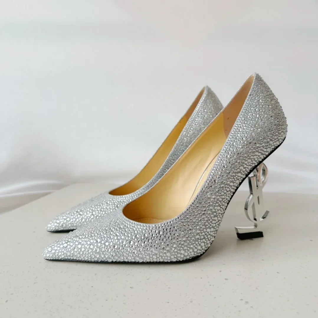 Saint Laurent Opyum Pumps In Rhinestones Silver Saint Laurent Opyum Pumps In Rhinestones Silver