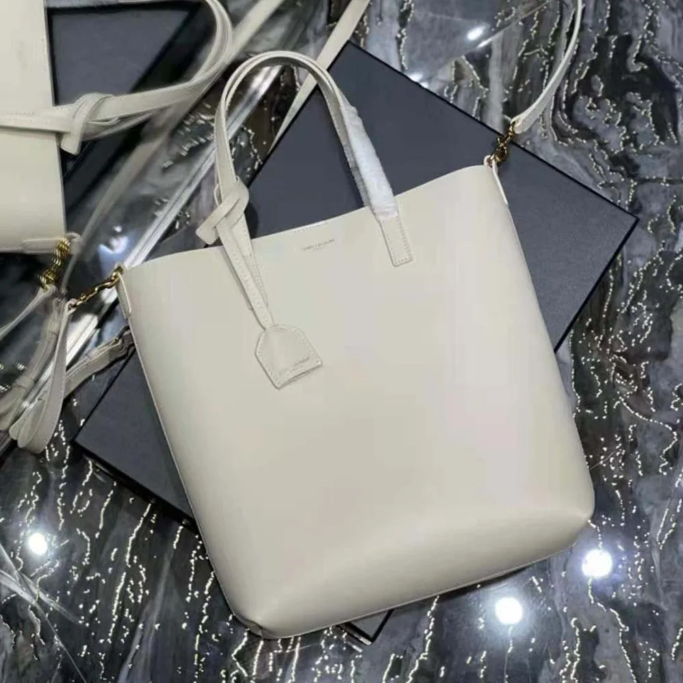 Saint Laurent YSL Shopping Saint Laurent Toy in Supple Leather for Women in White