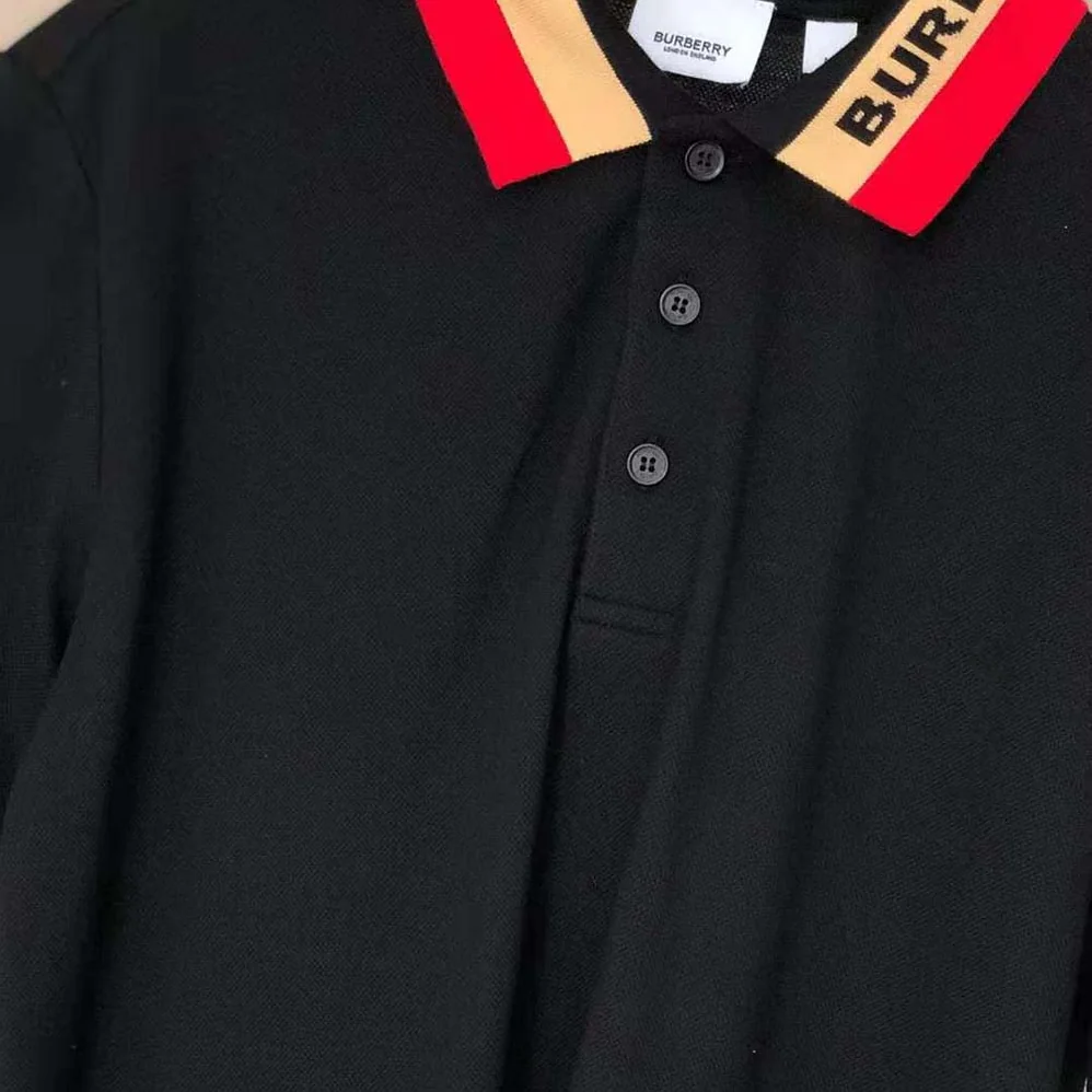 Burberry Logo Detail Cotton Pique Polo Shirt for Men in Black Burberry Logo Detail Cotton Pique Polo Shirt for Men in Black