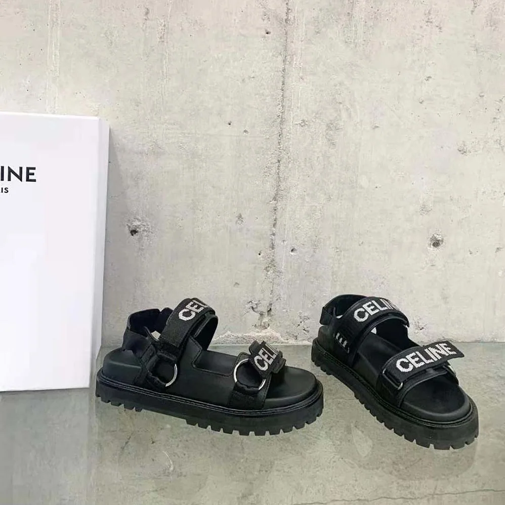 Celine Bulky Outdoor Sandal in Calfskin for Women in Black