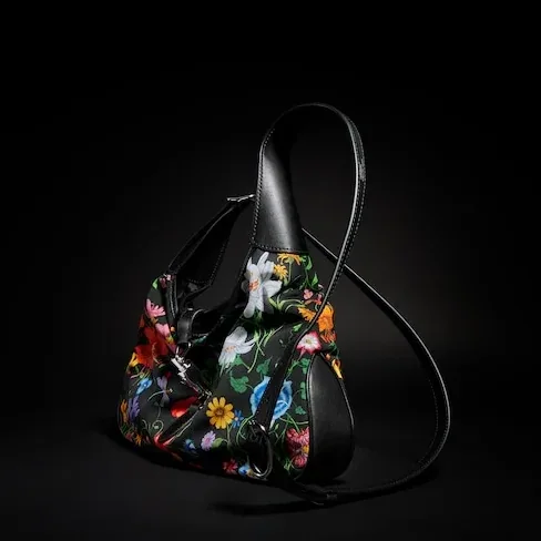 Gucci Jackie 1961 Medium Shoulder Bag in Black/ Multicolor Gold Hardware