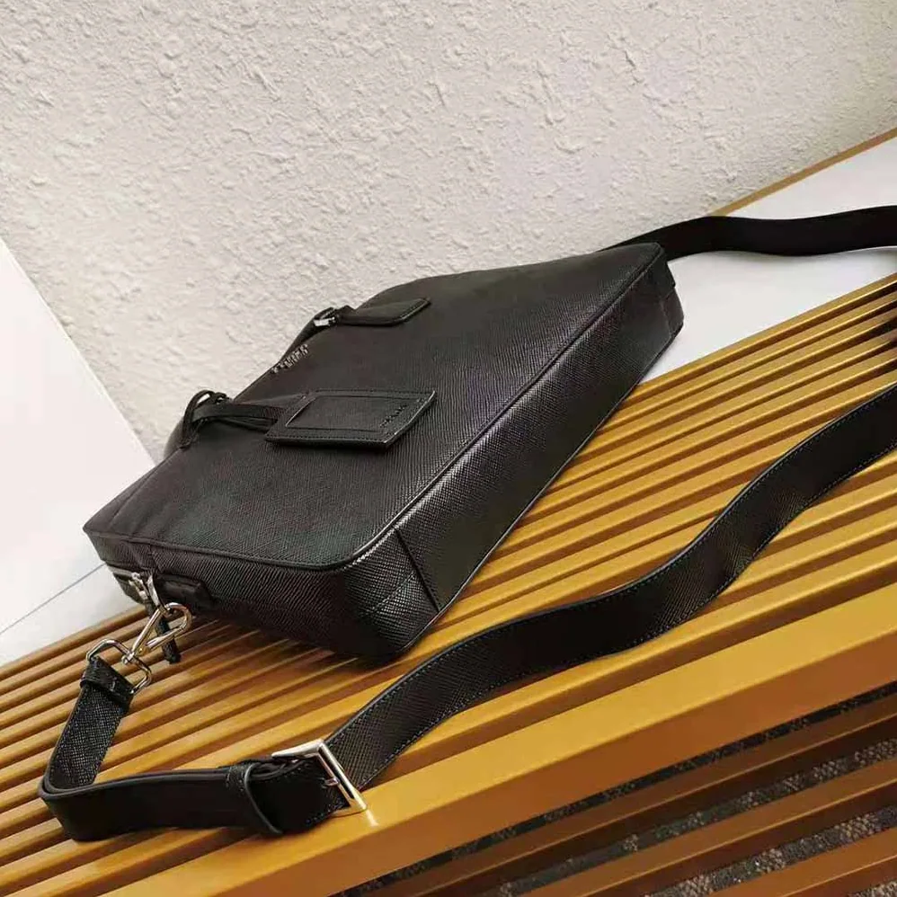 Prada Saffiano Leather Briefcase for Men in Black Prada Saffiano Leather Briefcase for Men in Black