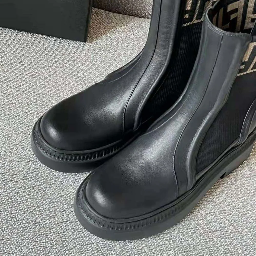 Fendi Domino Black Leather Biker Boots for Women Fendi Domino Black Leather Biker Boots for Women