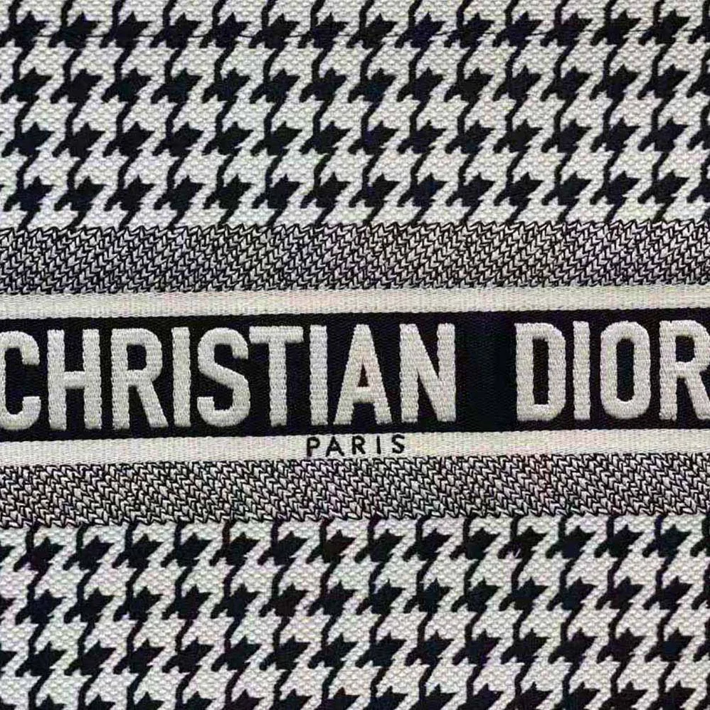 Dior Small Dior Book Tote Black and White Houndstooth Embroidery for Women Dior Small Dior Book Tote Black and White Houndstooth Embroidery for Women